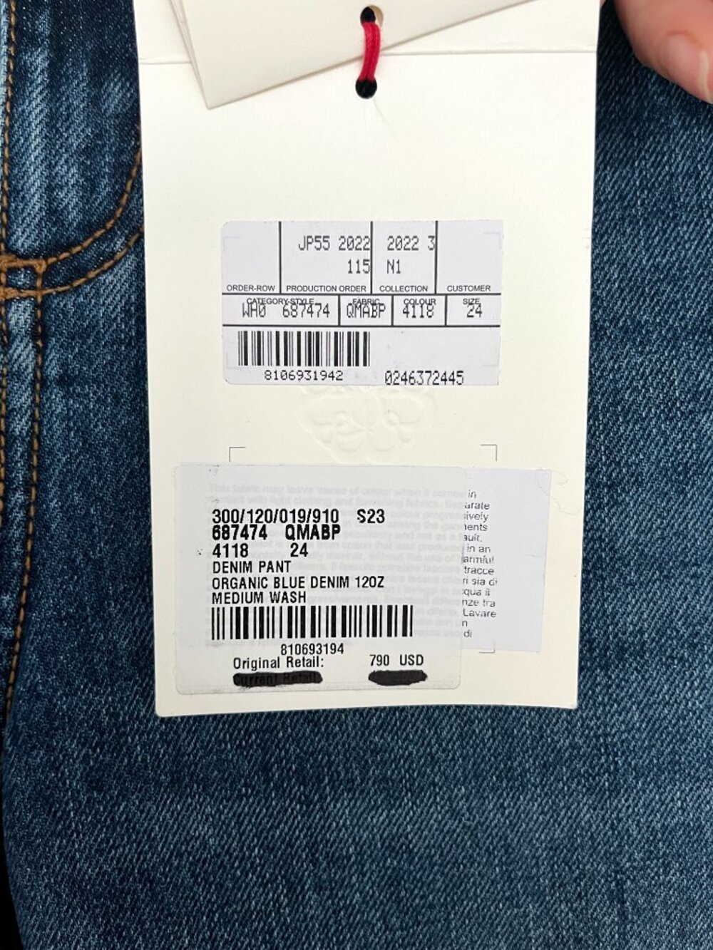 Alexander McQueen High Rise Tapered Straight Jeans Med Wash S23 Size 24 NWT $790 - Picture 11 of 16